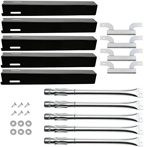 Hisencn Parts Kit Replacement Fits for Brinkmann 5 Burner 810-8501-S Gas Grill Models, Grill Burners, Heat Plates, Crossover Tubes