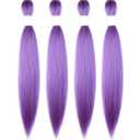 Purple Braiding Hair 20 Inch Pre Stretched Hair Long Straight Crochet Braids Yaki Texture Synthetic Fiber 4 Packs (Light Purple)