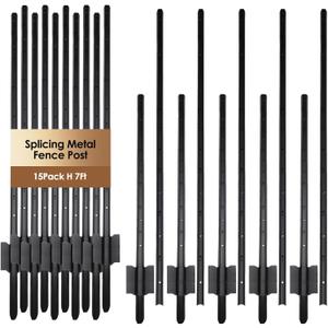 Metal Fence Post 7FT, 15 Pack Heavy Duty T Posts for Lawn, Garden, Farm
