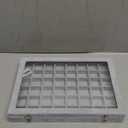 Frebeauty 48 Grid Jewelry Tray,Adjustable Earring Holder Organizer with Glass Lid,Velvet Drawer Jewelry Organizer for Rings,Studs,13.8 x 9.5 x 2 Inches Jewelry Display Box,Gift for Women(Grey)