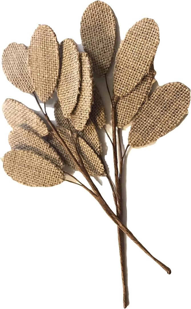 Elegant Blooms & Things 2 Ct. Burlap Leaves on Wire Pick, Flower Arrangements, Boutonniere, Corsage, Bouquets