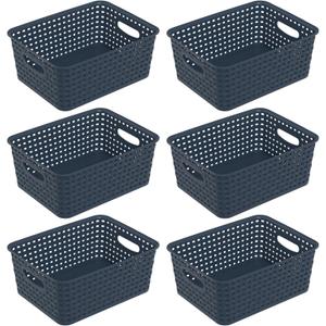 Cand Plastic Storage Basket Bin, 6 Pack Small Organizing Basket for Desktop