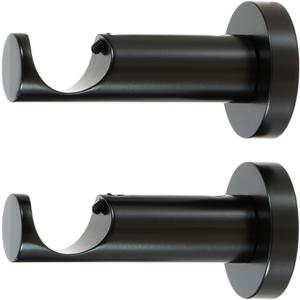 Ivilon Ceiling or Wall Mount Curtain Rod Brackets Holders for Curtain Rods of 7/8 and 1 Inch Diameter. Set of 2 Color Black