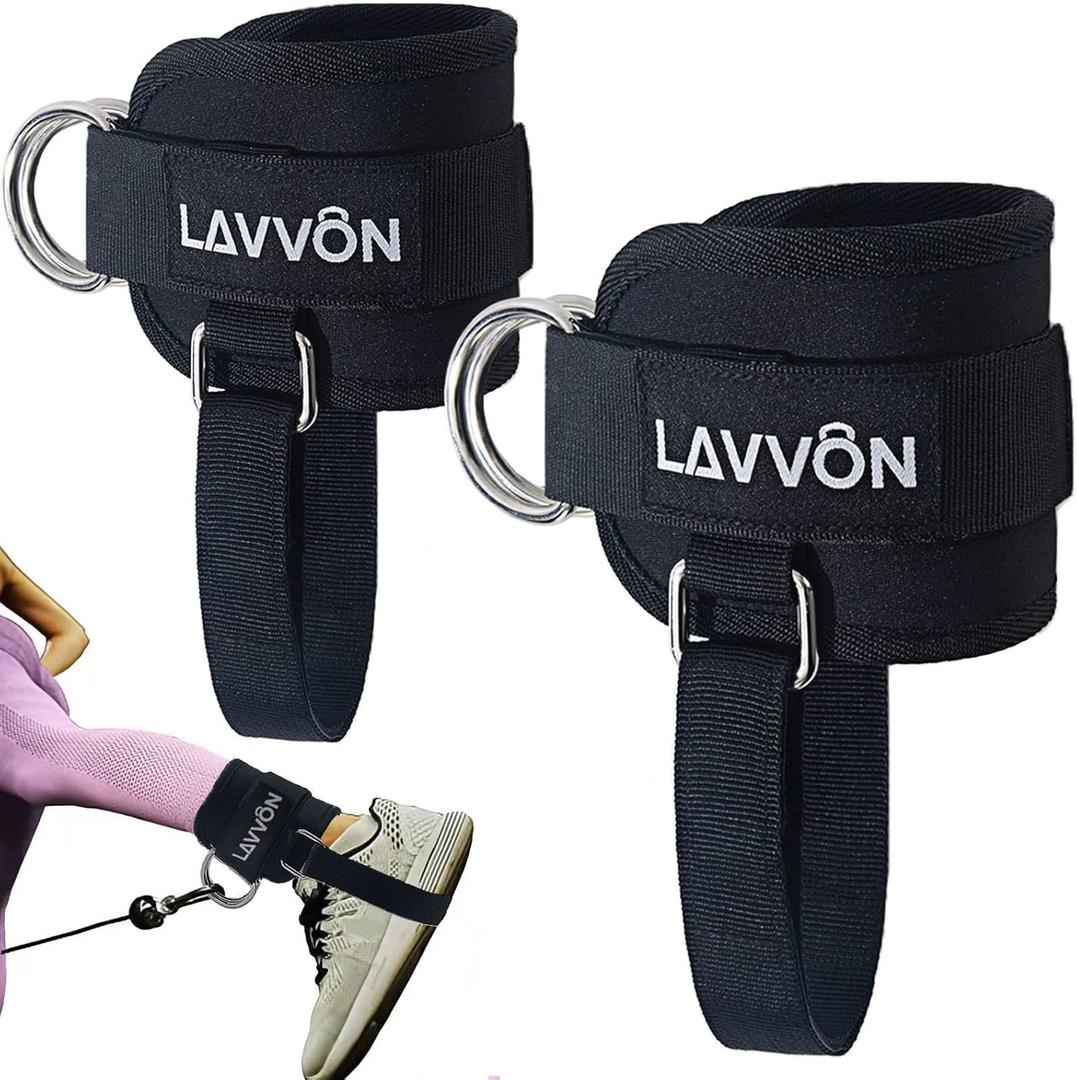 Ankle Straps for Cable Machines Kickbacks - Adjustable Comfort Ankle Cable Attachments for Gym Ankle Cuff Cable Machine Glute Kickback Straps - Leg Extensions, Curls & Ankle Cuffs Women (Black)