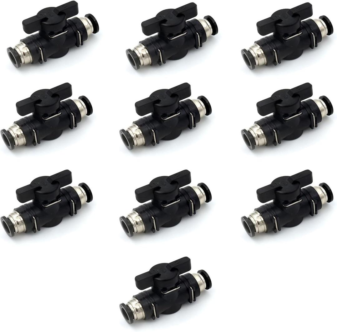 6mm Push to Connect Ball Valve Union Air Flow Control Valve Quick Connect Tube Fittings Pneumatic Valve Air Hose Fittings 5pack