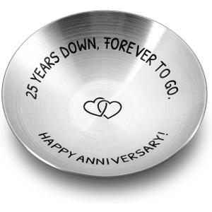 25 Year Anniversary Decorations Gifts for Wife Husband Couple 25th Wedding Anniversary Silver Gifts for Women Men Parents Happy 25th Anniversary 4" Ring Holder Dish Jewelry Tray Christmas Valentines 25 Year Anniversary Decorations Gifts for Wife Husband Couple 25th Wedding Anniversary Silver Gifts for Women Men Parents Happy 25th Anniversary 4" Ring Holder Dish Jewelry Tray Christmas Valentines