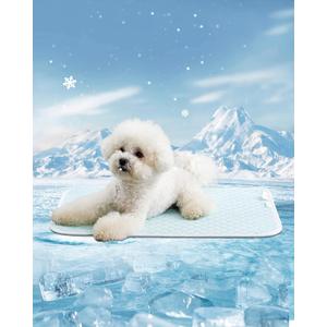 Dog Cooling Mat - Instant Cooling Pet Bed for Dogs & Cats, 6-12F Drop, Non-Toxic & Machine Washable, Anti-Slip Bottom, Cool Mat for Indoor & Travel Use Light Blue 28" x 22"