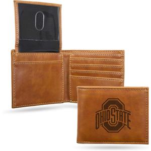 NCAA Rico Industries Laser Engraved Billfold Wallet Laser Engraved Bill-fold Wallet - Slim Design - Great Gift (Brown)