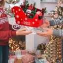 Kathfly 10 Set 15.8'' Large Christmas Sleigh Basket Gifts Bulk DIY Wooden Santa Sled Basket Empty Christmas Sleigh Decor Paper Gift Boxes Wooden Sled Runners Xmas DIY Craft for Holiday Supplies