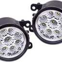 beler 2 Pack LED White Fog Light Lamp Replacement in Box for Acura Honda Ford Nissan Lincoln Jaguar Subaru Suzuki Porsche (9 LED Bulbs)