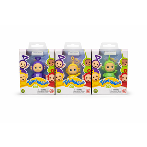 Teletubbies 4-Pack Set with Tinky Winky, Dipsy, Laa-Laa, Po 2.5-inch Flocked Cheebee Collectible Figures