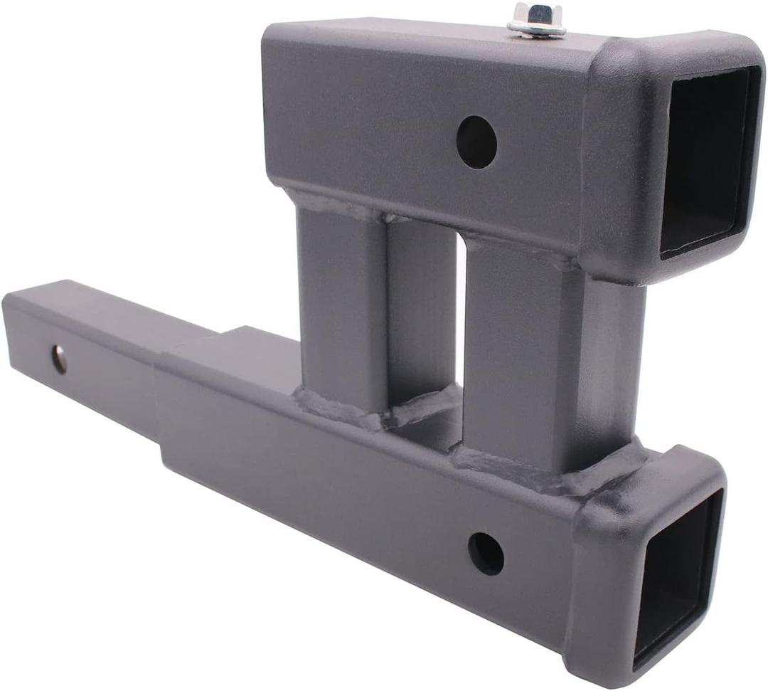 Heavy Duty 2 Inch Dual Hitch Receivers Trailer Hitch Extension with 6" Rise-Drop Adapter Frosted Power Coated