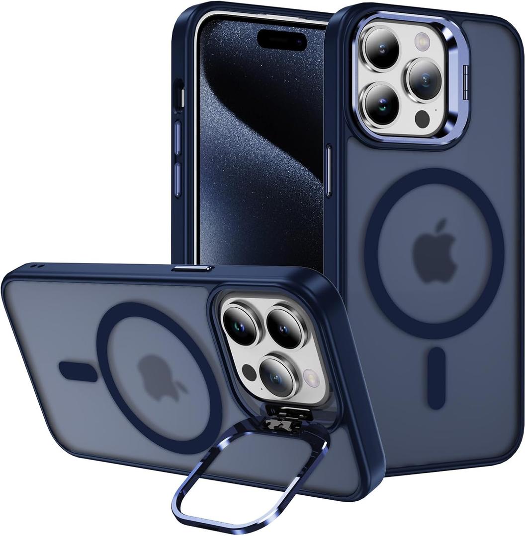 Hitaoyou for iPhone 15 Pro Max Case - Compatible with MagSafe, Clear Transparent Camera Kickstand Shockproof Heavy Duty Protective Cover