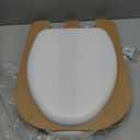 Mayfair Padded Toilet Seat with Chrome Hinges, Soft Vinyl over Wood Core Seat, Made in USA, Elongated, White