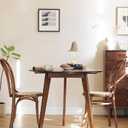 Rustic Round 3 Legs Casual Dining Table, Dark Brown Rubberwood Coffee Table End Table Modern Leisure Table Small Dining Room Kitchen Furniture for Small Space, 31.5"L x 31.5"W x 29"H