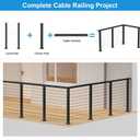 36" Black Cable Railing Corner Post Surface Mount T-Drilled | 36"×2"×2" Stainless Steel Corner Post with Grommets, One-Post Corner Solution for Decks, Indoor & Outdoor Projects, RG33