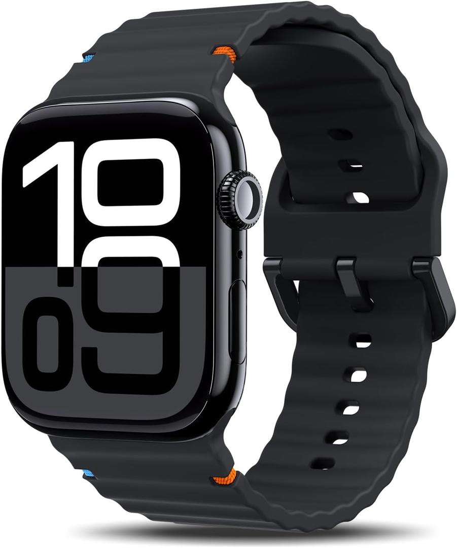 TiMOVO Sport Band Compatible with Apple Watch 42mm (Series 11/10) 41mm 40mm 38mm for Women Men (2025), Soft Silicone Replacement Strap for iWatch Series 9/8/7/6/5/4/3/2/1/SE 3 2 1, Black