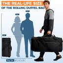 uarition 70L Foldable Rolling Duffle Bag with Wheels | 28” Large Duffle Bag for Travel, Carry On Luggage Duffel Bag for Traveling/Camping/Moving, Water Resistant, Black