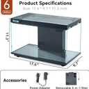 17.6x9.7x11.3 in Fish Tank Kit Complete with Real-Time Temp Display, 3-Speed Water Pump, Smart Storage, Flexible Filter & 6 Color Lights Ideal Aquarium for Betta Fish & Goldfish