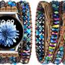 JR.DM Boho Beaded Handmade Braided Bracelet Band Women 20mm Compatible with Samsung Galaxy Watch 7/6/5/4/Active 2/4 Classic/6 Classic/5 Pro/FE 40mm 42mm 43mm 44mm 45mm 46mm 47mm