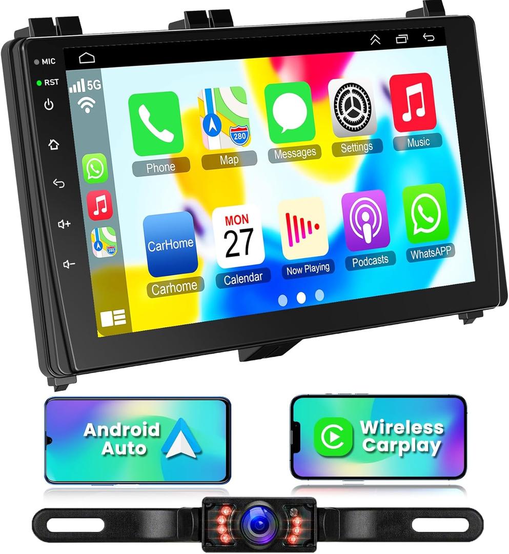 Android Car Radio for Toyota Corolla 2017 2018 2019 Stereo Built-in Wireless/Wired Carplay Android Auto Bluetooth FM Head Unit, 9" HD Touchscreen GPS Navigation, Mirrorlink+Reverse Camera, 4GB+64GB