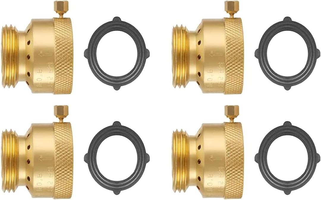 3/4 Inch FHT x 3/4 Inch MHT Brass Hose Bib Backflow Preventer,Vacuum Breakers Outside Faucet, Garden Hose Bib for Outdoor Faucet（4 pack）