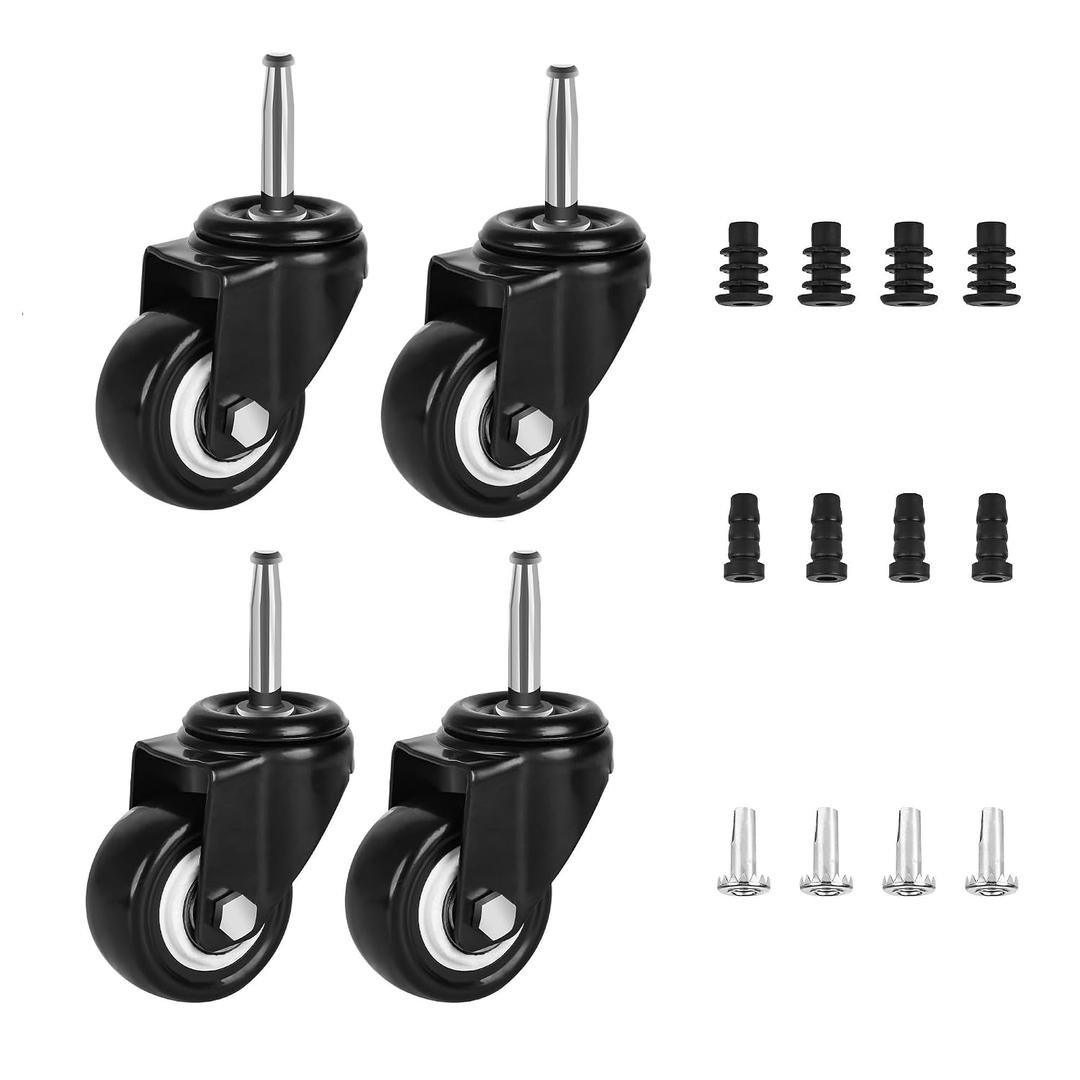 2 Inch Stem Casters Wheels with 5/16" x 1-1/2" (8x38mm) Stem, Set of 4 Shop Vac Wheels Replacement Parts with Iron and Plastic Sockets for Furniture,Cabinet,Dolly,Crib,Trolley,Dining Car