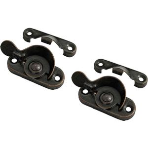 QCAA Steel Window Sash Lock, CTC 2", Antique Copper, 2 Pack