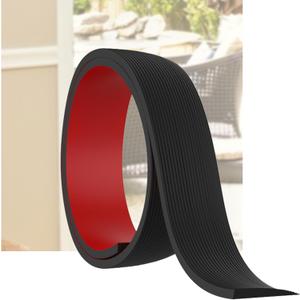 0.4" Rise Threshold Ramp for Doorways, Self-Adhesive Rubber Ramp for Door Threshold, 3.3Ft Long, Ideal for Wheelchair Scooter Doorway Floor Tile Threshold Transition Strip Reducer (Black, 3.3Ft)