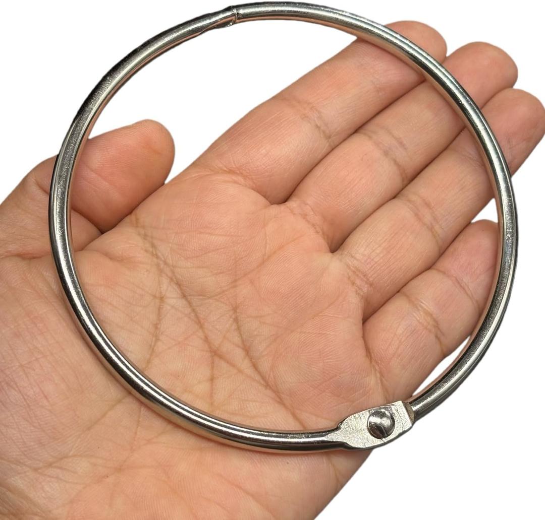 4 Inch 10-Pack Loose Leaf Binder Rings, Extra Large Metal Key Rings for Keychains | Nickel Plated Steel, Smooth Snap Joint for Index Cards, Flashcards, DIY Crafts, Shower Curtain Hooks (Silver)