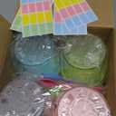 Ninja CREAMi Original Pints 4 Pack, Compatible with NC299AMZ & NC300s Series CREAMi Ice Cream Makers, BPA-Free & Dishwasher Safe, Color Lids, 1 Pint Each, Clear/Grey/Lime/Pink/Aqua, XSKPLD4BCD