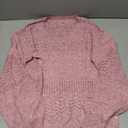 onlypuff Fall European Outfits for Women V Neck Sweaters Lightweigtht Pullover Trendy Tunic Tops Crochet Pointelle Sweater Fall Clothes Pink S (Pink, S)