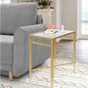 Gold End Table, Rectangle Side Table with Mirrored Top, Modern Metal End Tables, Small Narrow Side Tables for Living Room, Balcony, 22" L x 12.4" W x 24" D, Rectangular