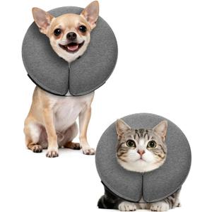 MIDOG Inflatable Dog Cone Collar  Soft Dog Cone Alternative After Surgery, Comfortable Recovery Neck Donut ECollar for Small Medium & Large Dogs and Cats to Stop Licking & Vision-Friendly (Grey,XS)