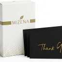 Thank You Cards 100 Pack  3.5x2 Black Cards with Gold Hot Foil  Ultra Thick 350 GSM Premium Thank You Inserts for Small Business Packaging & Wedding Gifts  Blank White Back