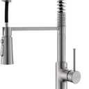 Brushed Nickel Kitchen Faucets, Brass 22 inch Commercial High Arc Single Handle Kitchen Faucets for Pull Down Sprayer Modern Spring with Deck Plate