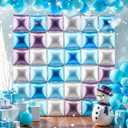 36 Pcs Winter Birthday Party Decorations Balloons Princess Snowflake Blue Purple Silver Brick Square Foil Balloon Wall Arch Kit Backdrop Double Sided Metallic Cartoon Party Supplies