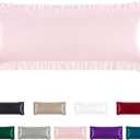 Homiest Ruffle Satin Body Pillow Cover, Silky Satin Body Pillowcase with Envelope Closure, Luxury & Ultra Soft Long Pillow Cases for Hair and Skin, Ruffled Long Pillow Shams (Blush Pink) (Body - 20 x 54 Inch)