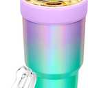 30 Oz Stainless Steel Vacuum Insulated Travel Tumbler Cup with Lid and Straw - Car Beverage Insulated Mug for Cold Drinks and Coffee