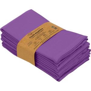 2 x Ruvanti Cloth Napkins Set of 6, 18x18 Inches Napkins Cloth Washable, Soft, Durable, Absorbent, Cotton Blend. Table Dinner Napkins Cloth for Hotel, Lunch, Restaurant, Wedding Parties - Purple