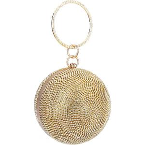 CORIOS Women's Round Ball Crystal Clutch Purse Rhinestones Evening Handbag Sparkly Sequin Glitter Shoulder Bag Bridal Wedding Purse Crossbody Bag for Wedding Banquet Prom Cocktail Party Gold