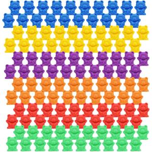 Timoo 120 Pcs Rainbow Counting Bears Math Manipulatives Color Sorting Bears Counting Bears (Green & Purple & Blue & Orange & Red & Yellow)
