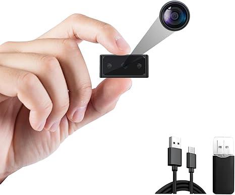 Mini Camera - Nanny Camera - HD 1080P - - Indoor Security Camera - Portable Pocket Cam - Motion Detection - Automatic Night Vision - Loop Record - Gravity Sensor - No-WiFi, 512GB Max