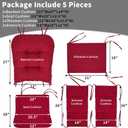 BUYUE Glider Rocker Replacement Cushion 5 PCS with Ties, Linen High-Density Foam Non-Slip & Washable Rocking Chair Pads for Sitting,Red, 5 PCS in a set