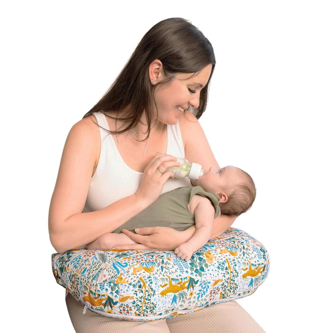 Boppy Nursing Pillow - Ergonomic Bottle & Breastfeeding Pillow with High, Firm, Large Area, Water-Repellent Cushion with Washable Cover, Baby Safety Alliance Verified - Colorful Forest Animals