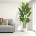 Artificial Bird of Paradise Plant 7.5Ft Tall Fake Tropical Palm Tree Large Fake Plants with 18 Silk Banana Leaves Faux Plant Indoor Decor Trees White Pot for Home Bedroom Living Room Office