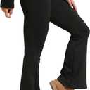 Women's Fleece Lined Yoga Leggings with Pockets- Tummy Control Winter High Waisted Workout Yoga Pants (Black, XL)