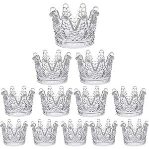12PCS Crown Votive Candle Holder,Crown Tea Light Candlestick Ornament,Mini Crown,Tealight Candle Holder,Jewelry Ring Holder,for Weddings Party Home Decor Set (Clear, 12PCS)