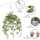 Artificial Plant Hanging Basket with Detachable Leaves Realistic Fake Plants for Home Porch Balcony Decor No Maintenance Fake Plants,1 Pack (Light Green)