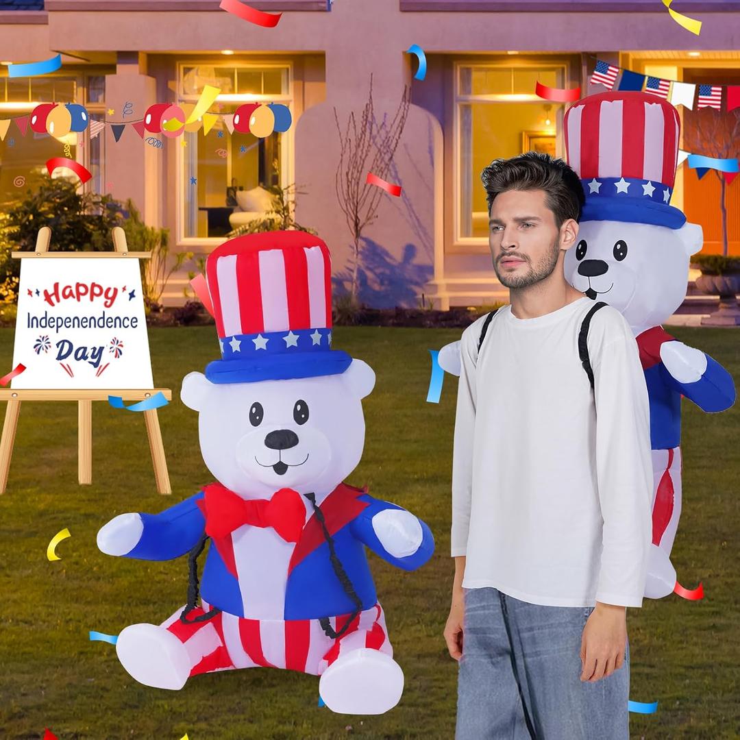 3ft Inflatable Bear Backpack, a Holiday Celebration Decoration That Can be Carried On The Body, Suitable for Independence Day and Memorial Day